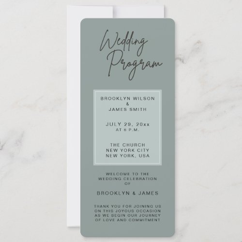 Sage Minimal Wedding Programs