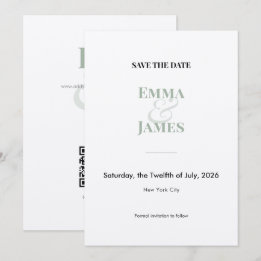 Sage Minimalist Ampersand Wedding Save the Date