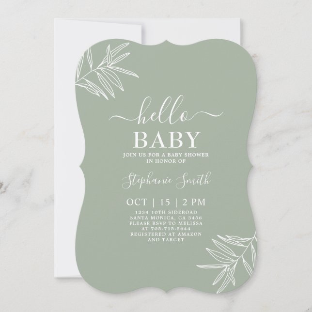 Sage Minimalist Baby Shower invitation (Front)