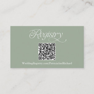 Sage Minimalist Black QR Code Wedding Registry Enclosure Card