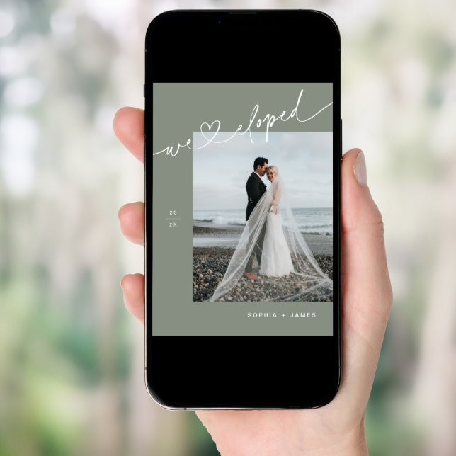 SAGE Minimalist Heart Elopement Announcement (Front Digital)