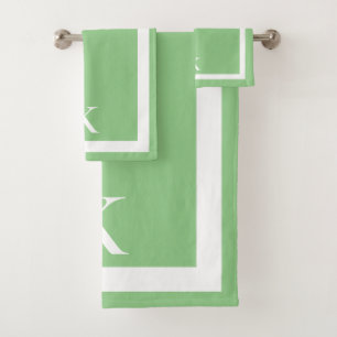 Sage Minimalist Monogrammed Luxury Spa Bath Towel Set