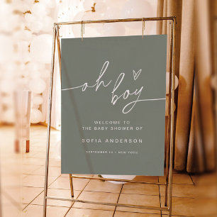 SAGE Minimalist Oh Boy Shower Welcome Sign