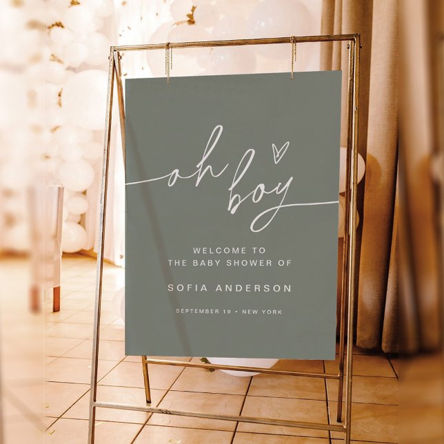 SAGE Minimalist Oh Boy Shower Welcome Sign (Creator Uploaded)