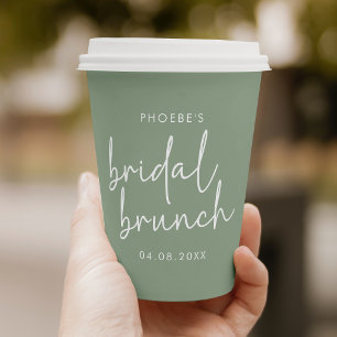 Sage Minimalist Script Bridal Brunch Paper Cup