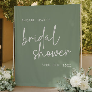 Sage Minimalist Script Bridal Shower Backdrop