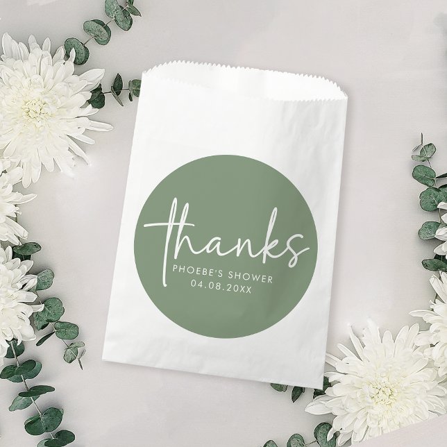 Sage Minimalist Script Bridal Shower Favor Bag (Creator Uploaded)