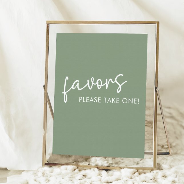 Sage Minimalist Script Bridal Shower Favors Poster (Creator Uploaded)
