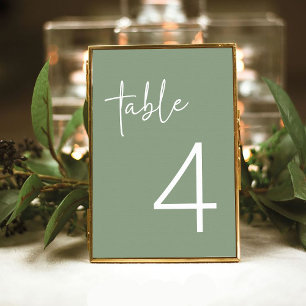 Sage Minimalist Script Bridal Shower Flat Table Number