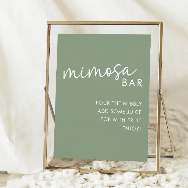 Sage Minimalist Script Bridal Shower Mimosa Bar  Poster (Creator Uploaded)
