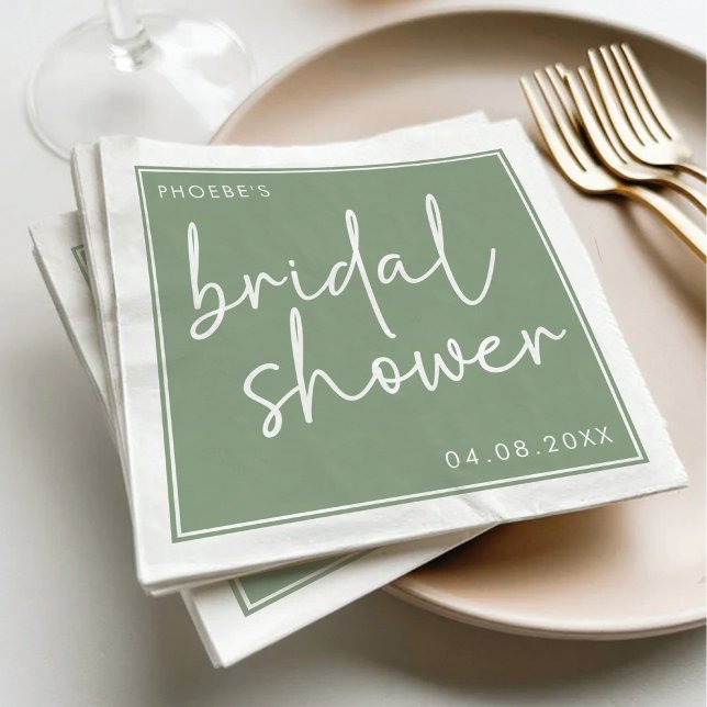 Sage Minimalist Script Bridal Shower Napkins (Creator Uploaded)