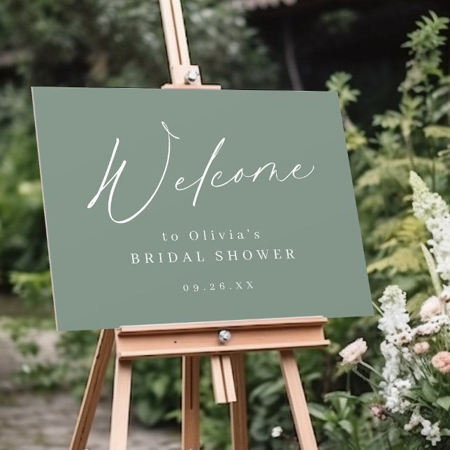 Sage minimalist script bridal shower welcome sign (Sage minimalist script bridal shower welcome sign)