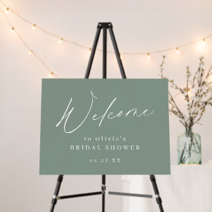 Sage minimalist script bridal shower welcome sign