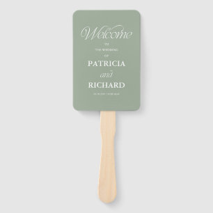 Sage Minimalist Wedding Ceremony Order of Service  Hand Fan