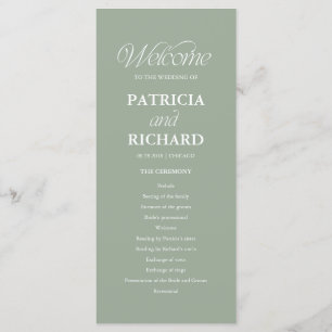 Sage Minimalist Wedding Order of Service Program