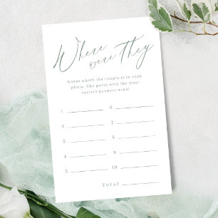 Sage minimalist where were they bridal shower game