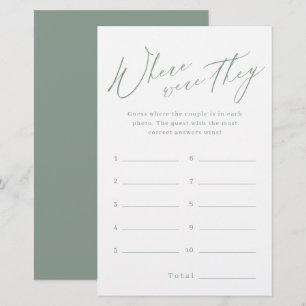 Sage minimalist where were they bridal shower game