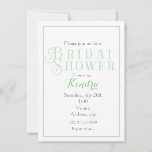 Sage Mint Green Bridal Shower Classy Invitation