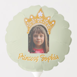Sage Mist Princess Crown Floral Photo Birthday Balloon