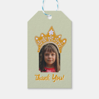 Sage Mist Princess Crown Floral Photo Birthday Gift Tags