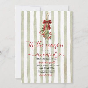 Sage Mistletoe Tis The Season to Be Married Invitation