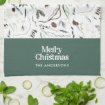 Sage modern elegant watercolor botanical rustic kitchen towel<br><div class="desc">Sage green modern elegant rustic watercolor dried botanical floral muted colors holiday Christmas design.</div>