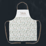 Sage modern minimal botanical elegant personalized apron<br><div class="desc">Modern minimum foliage green script personalized apron. Hand painted eucalyptus,  minimal foliage and modern rustic rattan wreath give this design a luxurious feel. In classy greens,  browns,  black,  sage green and grays.</div>