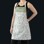 Sage modern minimal botanical elegant personalized apron<br><div class="desc">Modern minimum foliage green script personalized apron. Hand painted eucalyptus,  minimal foliage and modern rustic rattan wreath give this design a luxurious feel. In classy greens,  browns,  black,  sage green and grays.</div>