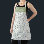 Sage modern minimal botanical elegant personalized apron<br><div class="desc">Modern minimum foliage green script personalized apron. Hand painted eucalyptus,  minimal foliage and modern rustic rattan wreath give this design a luxurious feel. In classy greens,  browns,  black,  sage green and grays.</div>