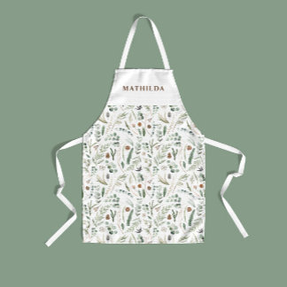 Sage modern minimal botanical elegant personalized apron