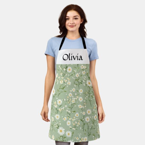 Sage modern minimal botanical elegant personalized apron