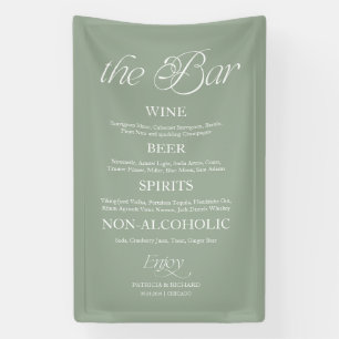 Sage Modern Minimalist "The Bar" Wedding Menu Sign