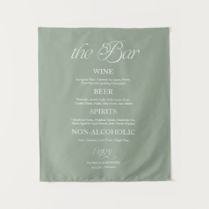 Sage Modern Minimalist "The Bar" Wedding Sign Tapestry