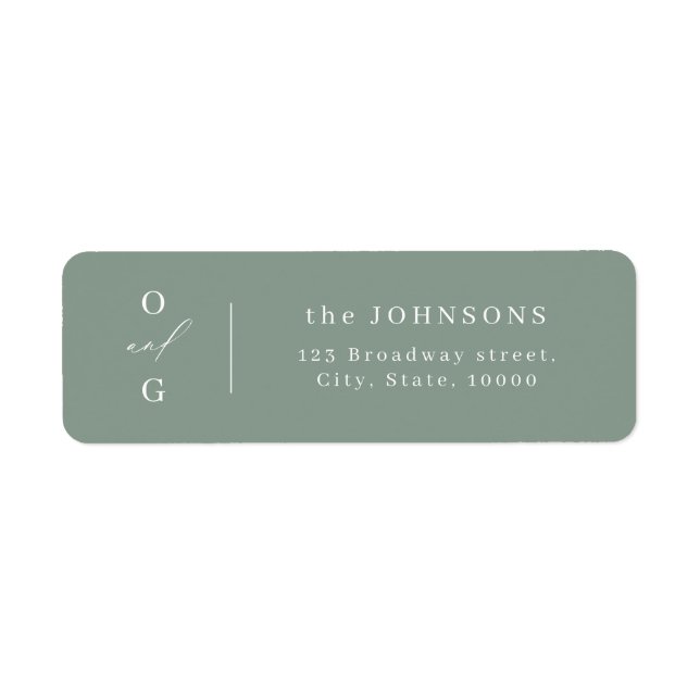 Sage modern monogram minimalist return address  label (Front)