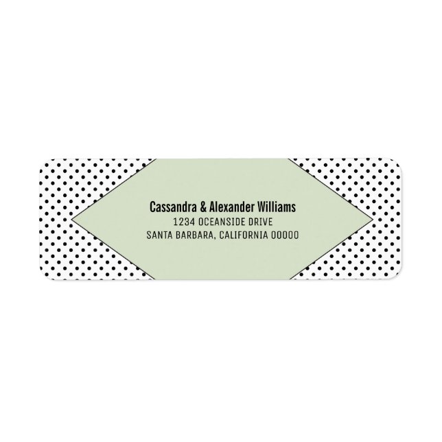 Sage Modern Polka Dots Wedding Label (Front)