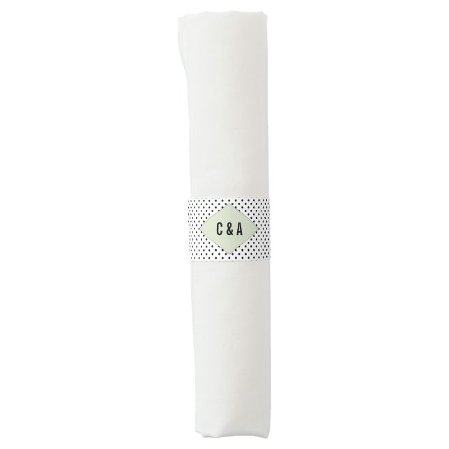 Sage Modern Polka Dots Wedding Napkin Bands (Front)