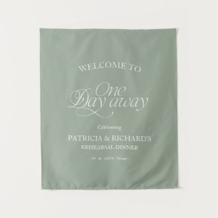Sage Modern Rehearsal Dinner Welcome Sign Tapestry