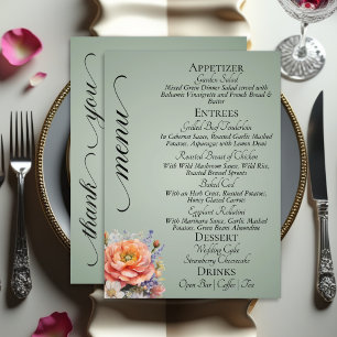 Sage - Monogram, Wildflowers & Thank You Menu