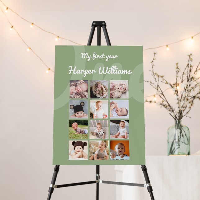 Sage Monthly Photo Baby 1st Birthday Foam Board (In Situ (Stand))