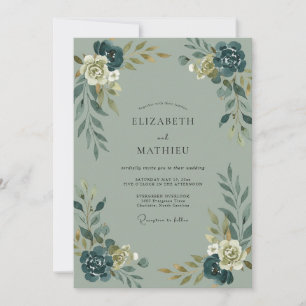 Sage Moody Botanical Wedding Invitation