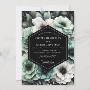 Sage Moody Floral Wedding Invitation