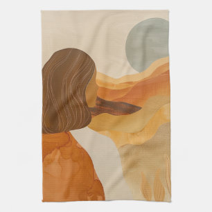 Sage Moon Boho Desert Hills Terracotta Landscape Kitchen Towel