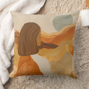Sage Moon Boho Desert Hills Terracotta Landscape Throw Pillow