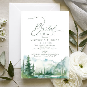 Sage Mountain Forest Rustic Bridal Shower Invitation