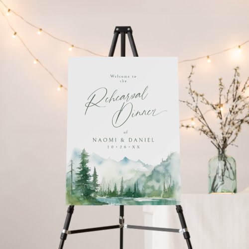 Sage Mountain Forest Rustic Rehearsal Dinner  Foam Board
