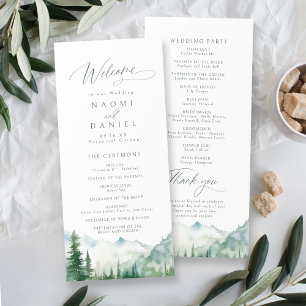Sage Mountain Forest Rustic Wedding Programs