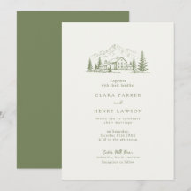 Sage Mountain Rustic Wedding Invitation