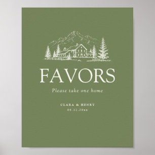Sage Mountain Wedding Favor Table Sign