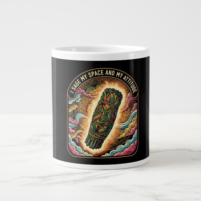 Sage My Space and My Attitude Smudging Cleansing A Giant Coffee Mug (Front)