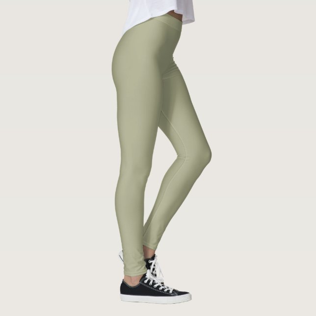 Sage Natural Green Solid Color  Leggings (Right)